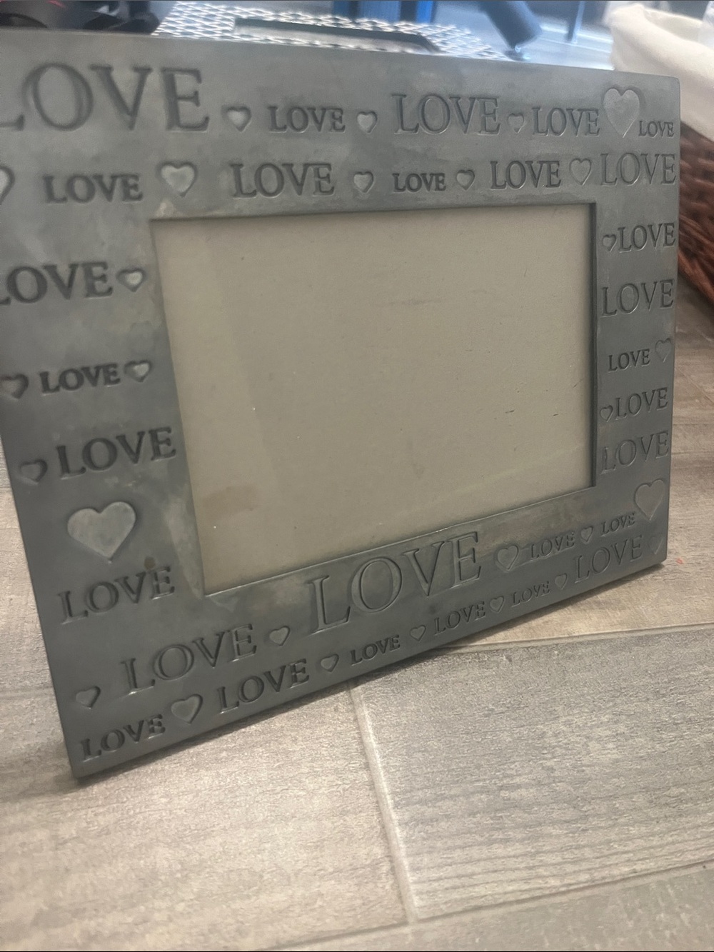 Gray 'Love' Embossed Picture Frame - Neutral Home Accent